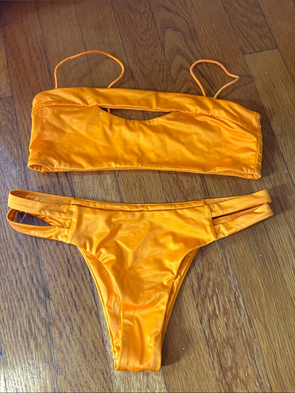 bond-eye Orange Cutout Bandeau Bikini Set